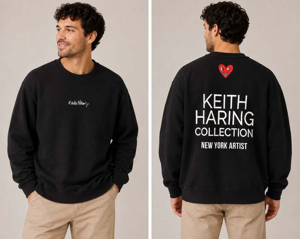 Zara Keith Haring Collection Black Crew Neck Sweatshirt